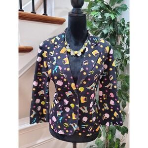 Briggs New York Womens Multicolor Single Breasted 2 Button Blazer Jacket Size 12